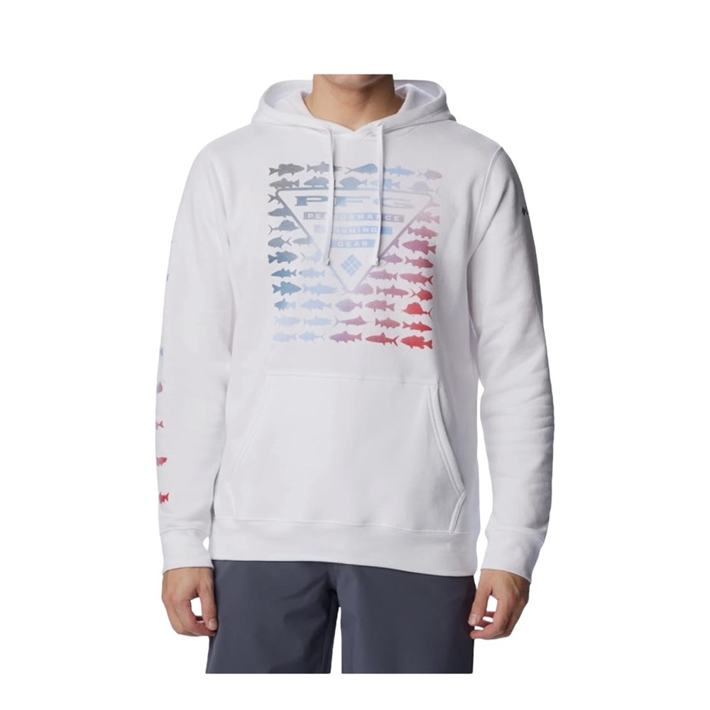 Columbia Men's PFG Elements‎ Pullover Hoodie White, Size XL